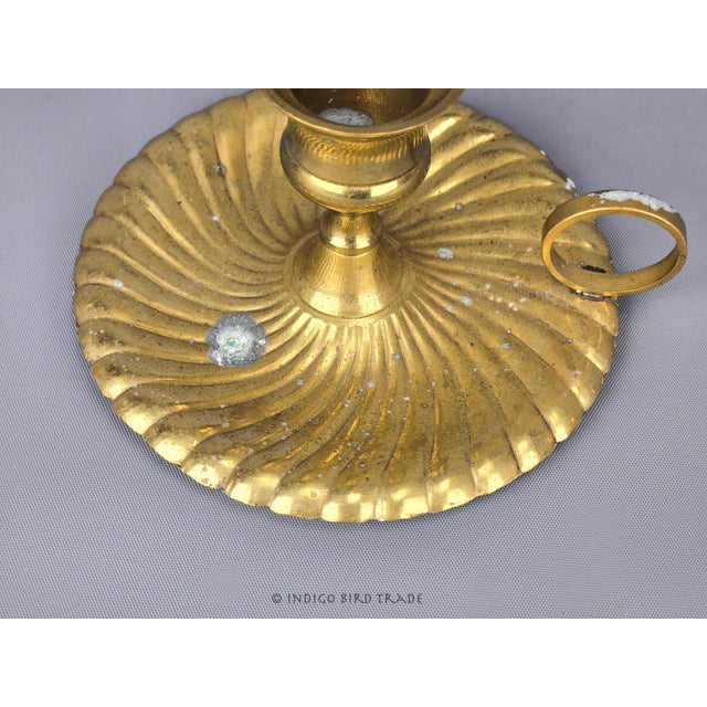 Art Deco Antique Art Deco Solid Brass Chamber Candlestick For Sale - Image 3 of 4