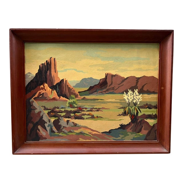 Vintage Framed Southwestern Desert Landscape Oil Painting For Sale