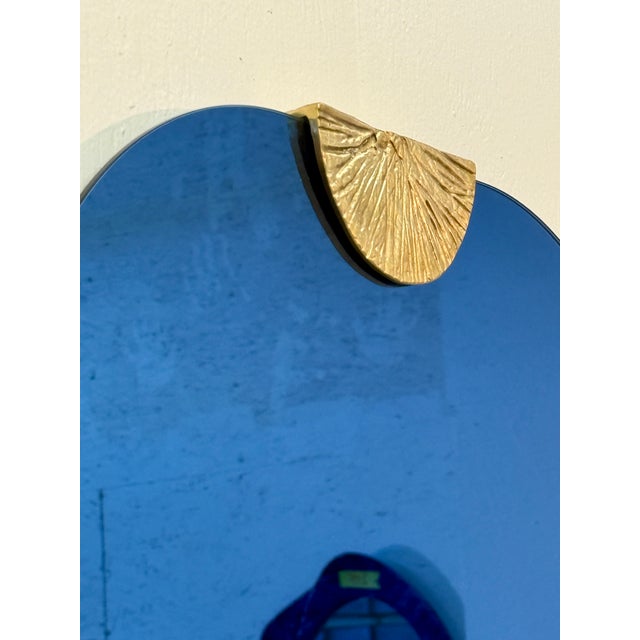 1970s Pair of Blue Glass Wall Mirrors by Angelo Brotto, Italy, 1970s For Sale - Image 5 of 8