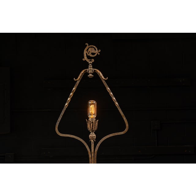 Antique Brass Lamp With Ashtray Stand For Sale - Image 4 of 8