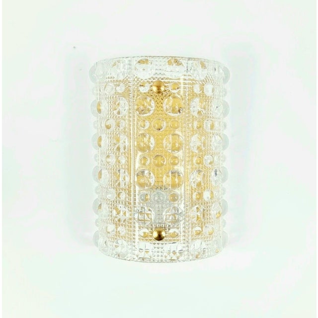 Stunning brass & crystal glass wall light designed by carl fagerlund for swedish glasswork orrefors in the 1960s. Rare...