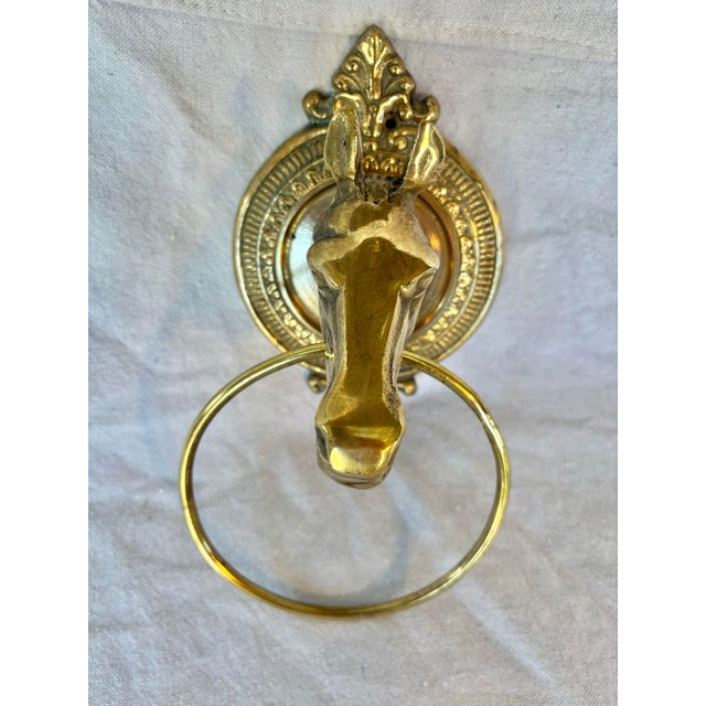 Mid 20th Century Brass Horse Head Equestrian Towel Holder Ring For Sale - Image 9 of 12