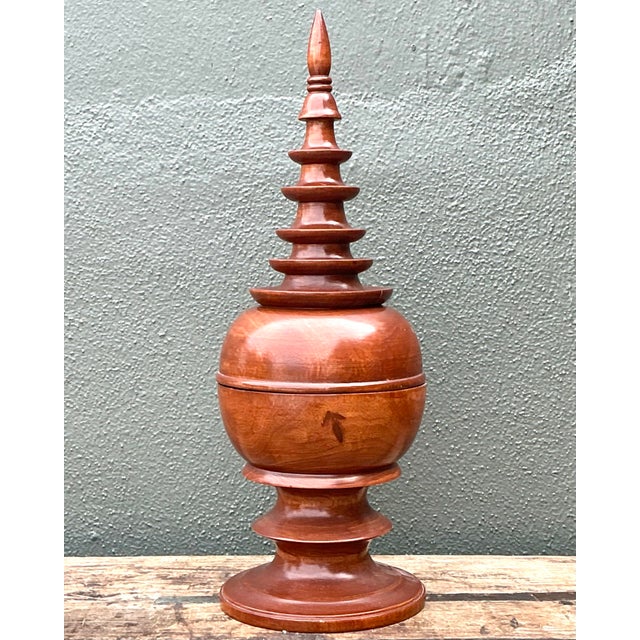 Vintage Turned Wood Spire Box For Sale - Image 11 of 12