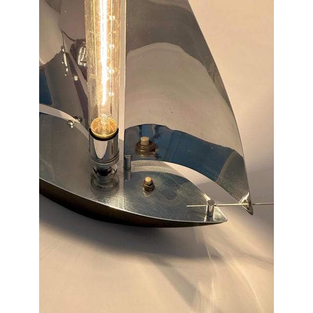 An evocative piece of English Art Deco lighting, this chrome yacht lamp sculpture, crafted in 1930s, captures the...