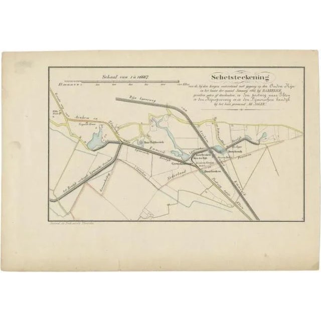 Antique Map of the Breaches of the Oude Rijn River, 1890 For Sale - Image 5 of 5