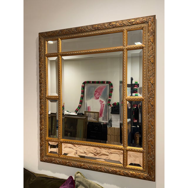 Traditional Late 20th Century The Bombay Company Venetian Gold Carved Belved Mirror For Sale - Image 3 of 12