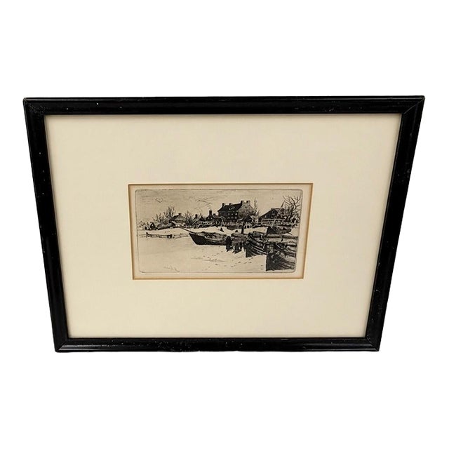 19th Century Stephen Parrish Etching "Trenton - Winter" - Framed 1884 For Sale