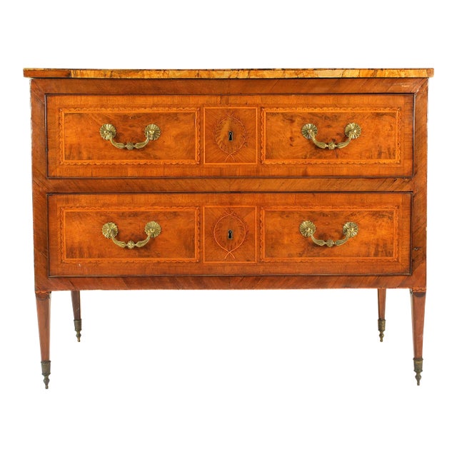 18th Century Italian Neoclassic Inlaid Walnut Commode For Sale