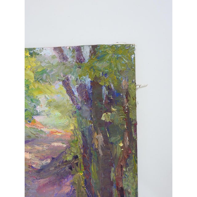 English Late 20th Century Plein Air Impressionist Woodland Landscape Painting For Sale - Image 3 of 7