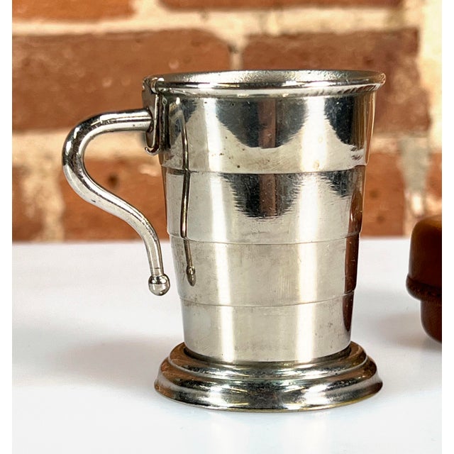 Fabulous c.1900's/1910's silver plated collapsible cup / shot glass by Wm. Rogers. in it's original leather case! A very...