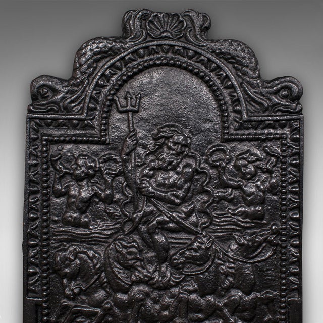 Antique Relief Fire Back, English Cast Iron Fireplace Reflector, Victorian, 1880 For Sale - Image 6 of 8