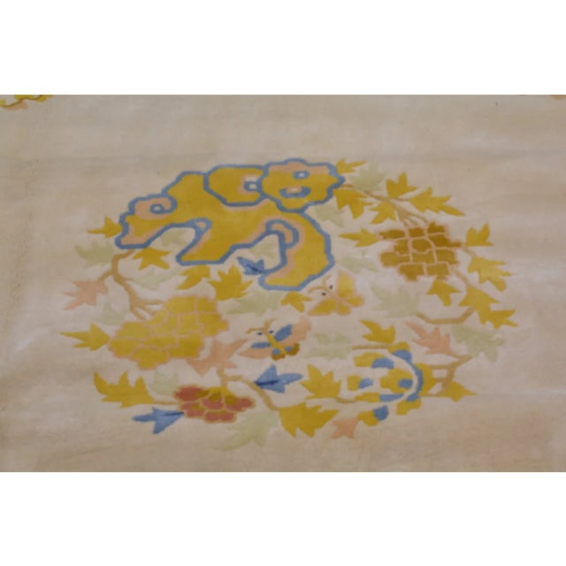 Art Deco Vintage Chinese Art Deco Hand Knotted Wool Rug,10'9'' X 14'4'' For Sale - Image 3 of 7
