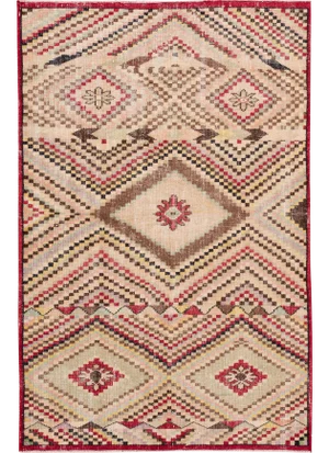 Vintage Turkish Scatter Wool Rug 4 X 7