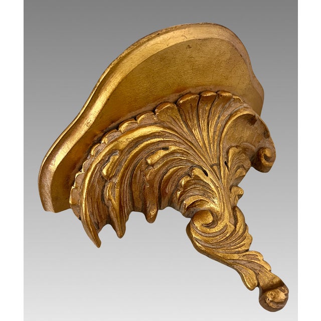 Italian Gilt Wall Shelf or Sconce With Integral Mirror (Baroque Hollywood Regency Style) For Sale In Tampa - Image 6 of 9