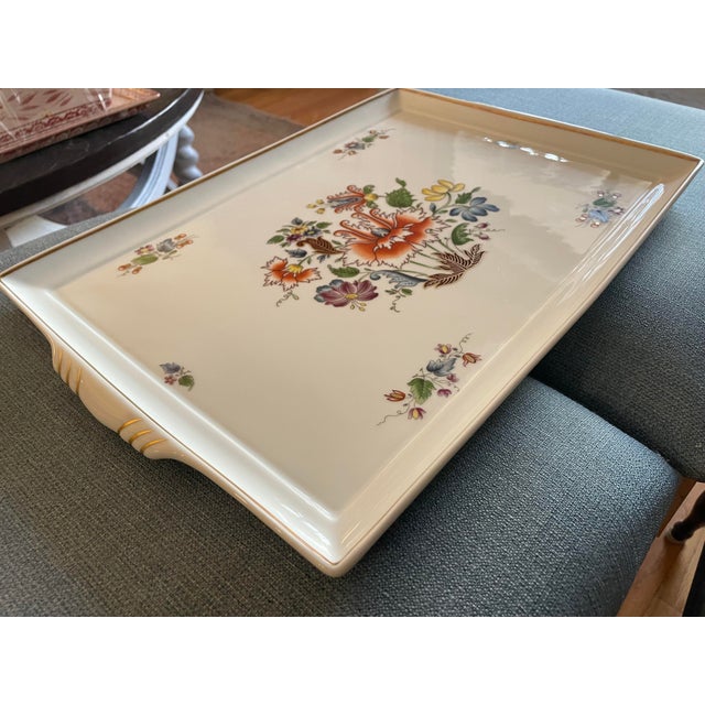Antique White Vintage Richard Ginori Tray With Gilded Rim and Handles For Sale - Image 8 of 13