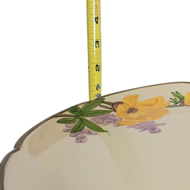 1990s Mid-Century Modern Franciscan Poppy Chop Plate Serving Platter Yellow & Purple Flowers 12" Round For Sale - Image 9 of 12