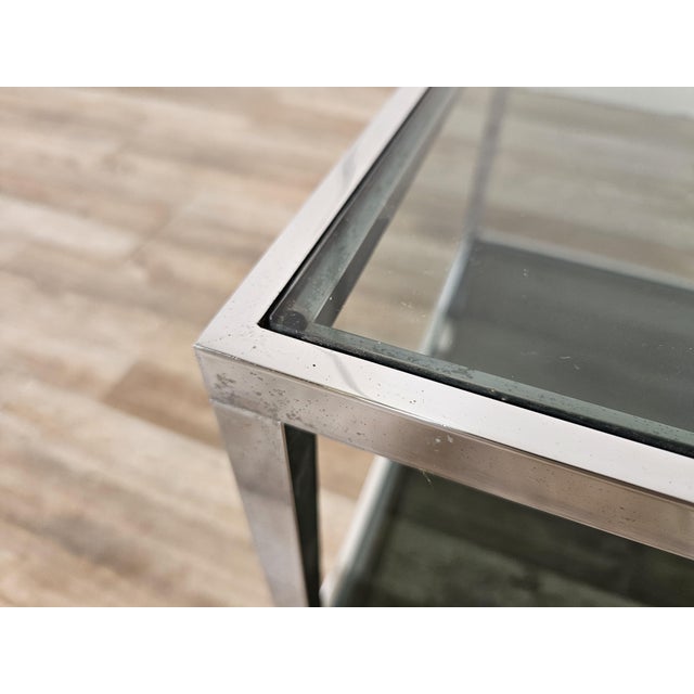 Gray Steel Coffee Table with Two Smoked Glass Shelves, 1970 For Sale - Image 8 of 13
