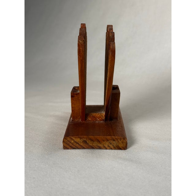 Vintage Boho Chic Arched Fan Solid Wood Napkin Holder For Sale In Houston - Image 6 of 10