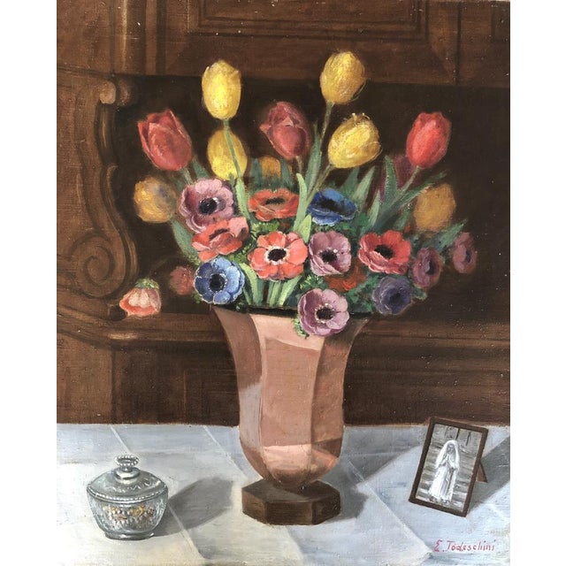 E. Todeschini, Bouquet de Fleurs, 1890-1910, Oil on Canvas For Sale - Image 9 of 9