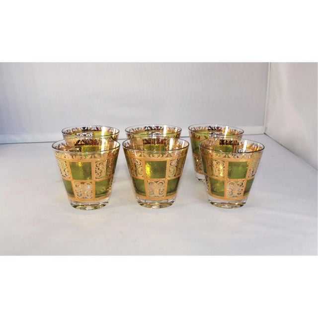 1960s Vintage Mid-Century Culver Prado Gold & Green Cocktail Glasses- Set of 6 For Sale - Image 5 of 5