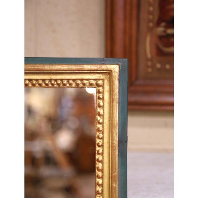 French 19th Century French Louis XVI Giltwood and Painted Wall Mirror With Beaded Trim For Sale - Image 3 of 7
