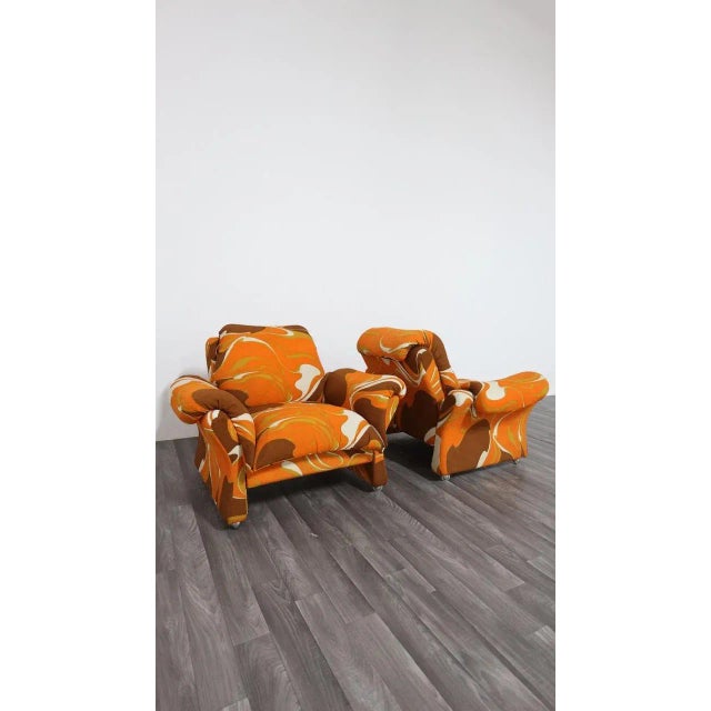 Brown Ionica Lounge Chairs by Guarnacci, Padovano, and Vagnoni for 1P, 1970s, Set of 2 For Sale - Image 8 of 18