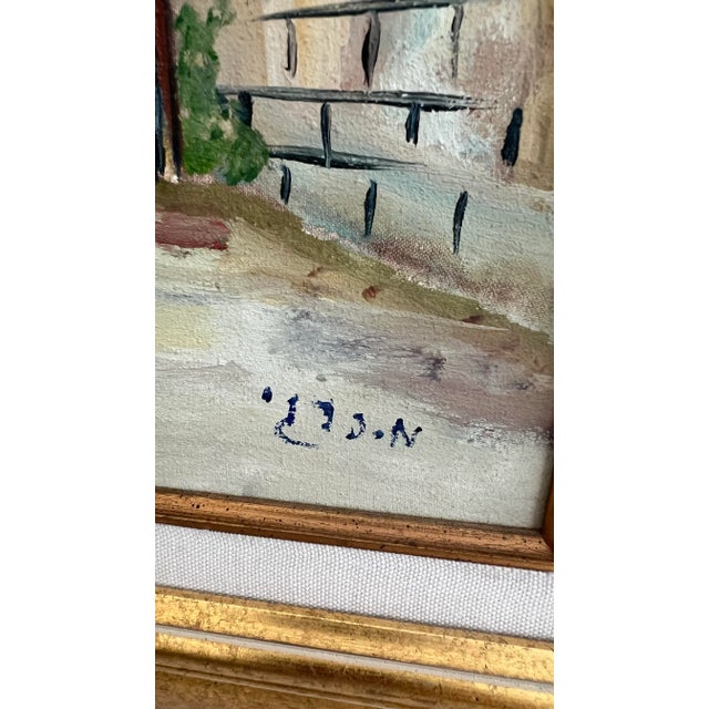 Mid 20th Century Vintage Village Landscape Oil Painting For Sale - Image 4 of 6