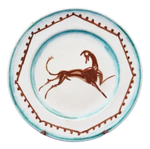 Vintage Ceramic Plate with Horse by Orfeo Tamburi, 1940s