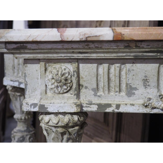 Antique French Painted Louis XVI Style Console Table With Marble Top For Sale In Dallas - Image 6 of 18