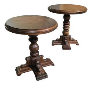 Rustic Oak Side Tables, Set of 2