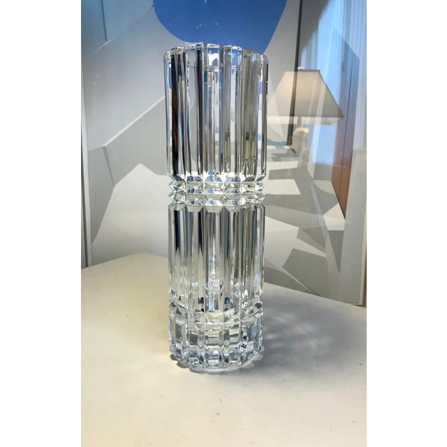 Mid-Century Modern Vertical Cut Crystal Vase For Sale - Image 9 of 9