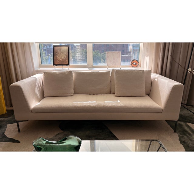 Antonio Citterio 1990s Charles Straight Sofa - Ice Rattier, Attributed For Sale - Image 4 of 8