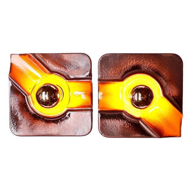 Ceramic Orange Ceramic Wall Lamp from Goebel, Germany, 1970s For Sale - Image 7 of 8