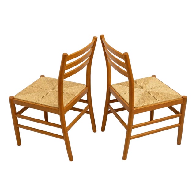 Italian Beech Ladder Back Dining Chairs, Set of 2 For Sale