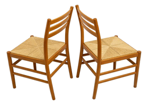 Italian Beech Ladder Back Dining Chairs, Set of 2