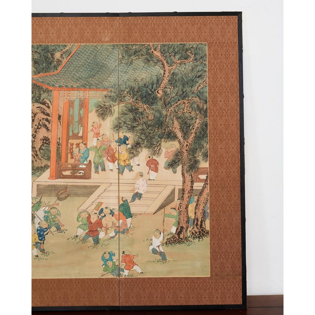 Kano School Four Panel Screen One Hundred Boys For Sale In Sacramento - Image 6 of 18