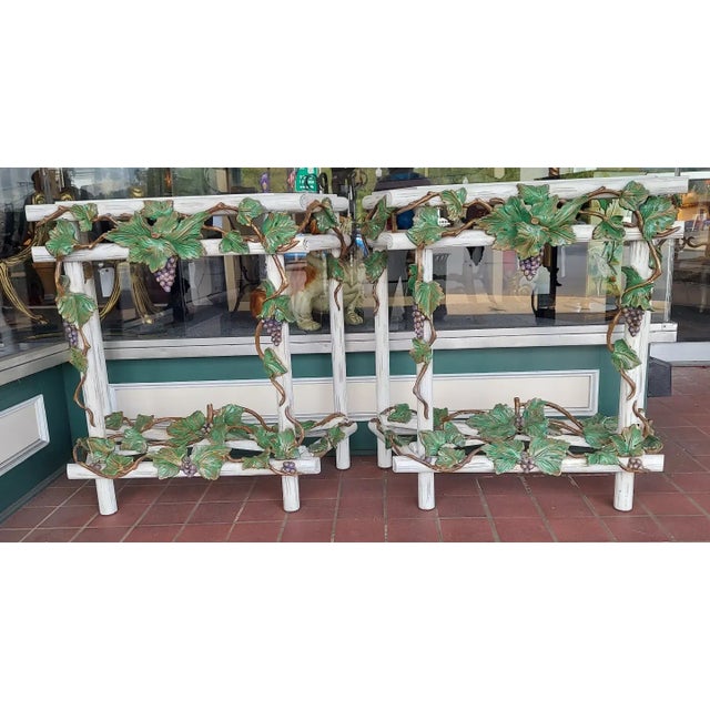 1980s Vintage Hand Carved Venetian Paint and Enamelled Pair of Console Tables For Sale - Image 13 of 13