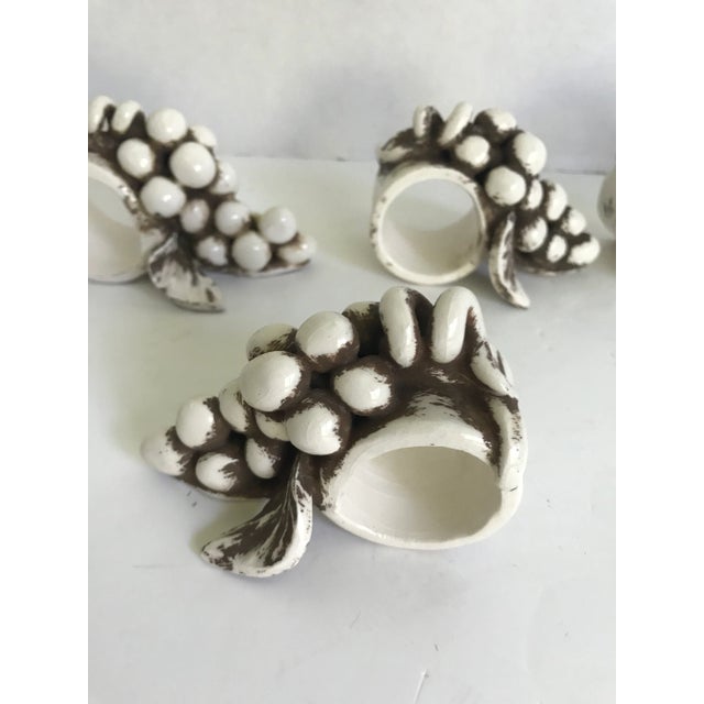 Mid 20th Century Vintage Pottery Grape Napkin Rings - Set of 6 For Sale - Image 5 of 8