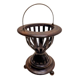 Antique Dutch Kettle Warmer in Wood and Brass, 1800s For Sale