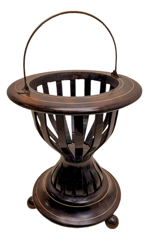 Antique Dutch Kettle Warmer in Wood and Brass, 1800s
