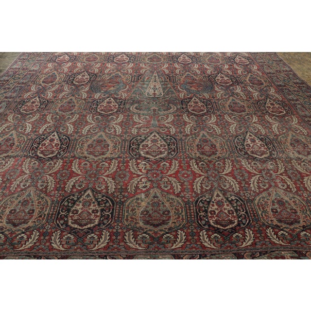 Rug & Kilim Oversized Antique Kerman Lavar Rug in Red With Floral Patterns | Rug & Kilim For Sale - Image 4 of 7