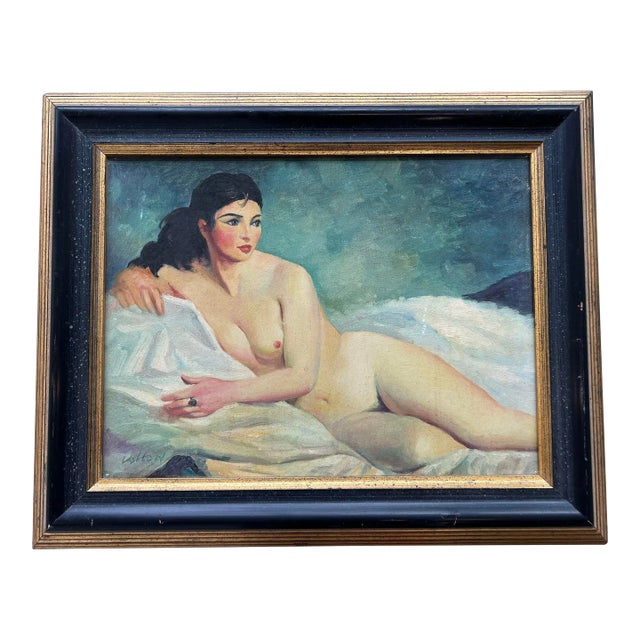 Early 20th Century Modern Oil Painting of a Nude Woman, Signed and Framed For Sale