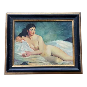 Early 20th Century Modern Oil Painting of a Nude Woman, Signed and Framed