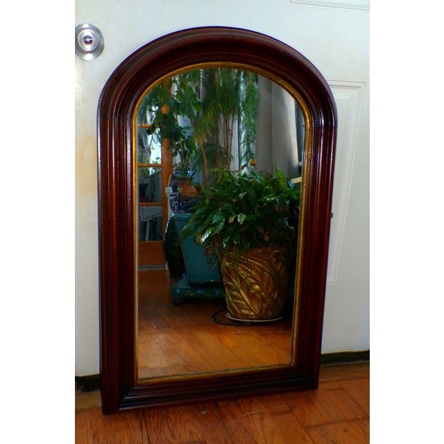 Large Antique Arched Top Deep Well Walnut Gold Gilt Hall Pier Mirror For Sale In Boston - Image 6 of 11