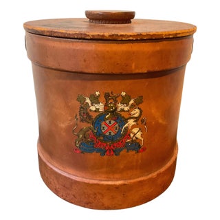 1880s Leather English Army Artillery Shell Converted Into an Ice Bucket For Sale