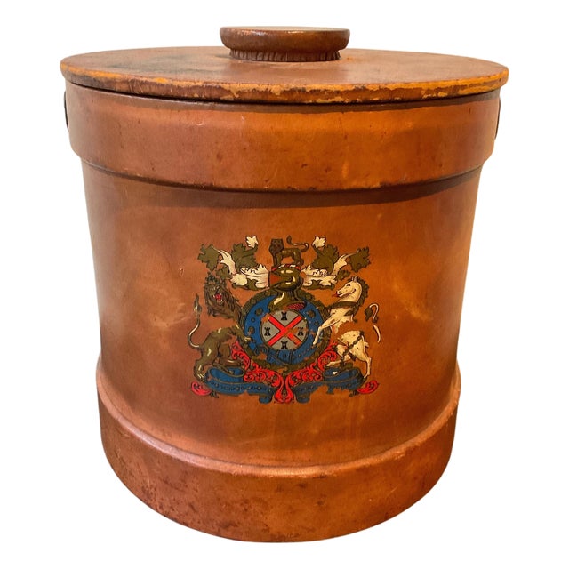 1880s Leather English Army Artillery Shell Converted Into an Ice Bucket For Sale