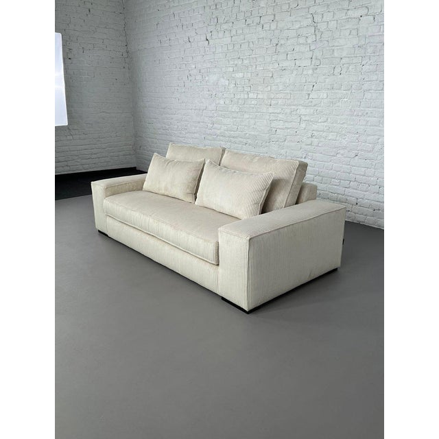 Two-Seater Sofa in Beige Velvet For Sale - Image 16 of 18