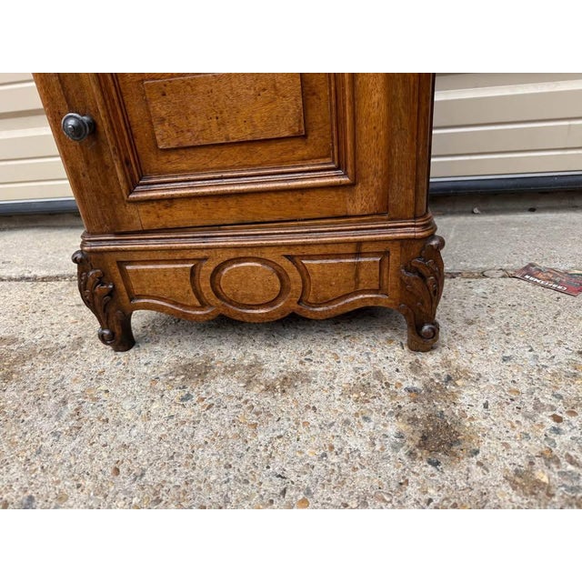 19th Century Antique French Provincial Style Walnut Marble Top Bedside Table. For Sale - Image 10 of 10
