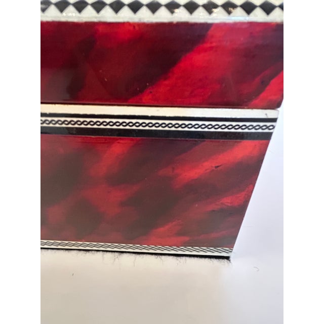 One of a Kind Artist Painted Decorative Red Faux Tortoise Box For Sale - Image 13 of 15
