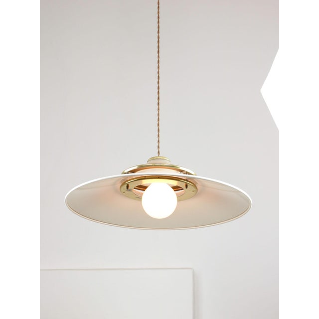 Vintage Italian Brass and Metal Saucer Pendant Lamp, 1970s For Sale - Image 13 of 18
